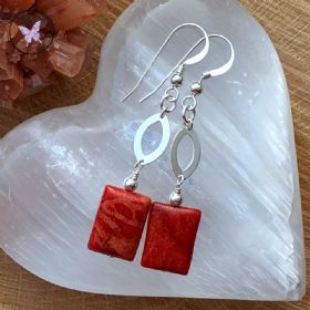 Sponge Coral & Sterling Silver dangle Earrings